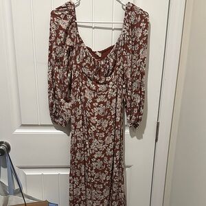 Altar'd State Brown Floral Long Sleeve Dress